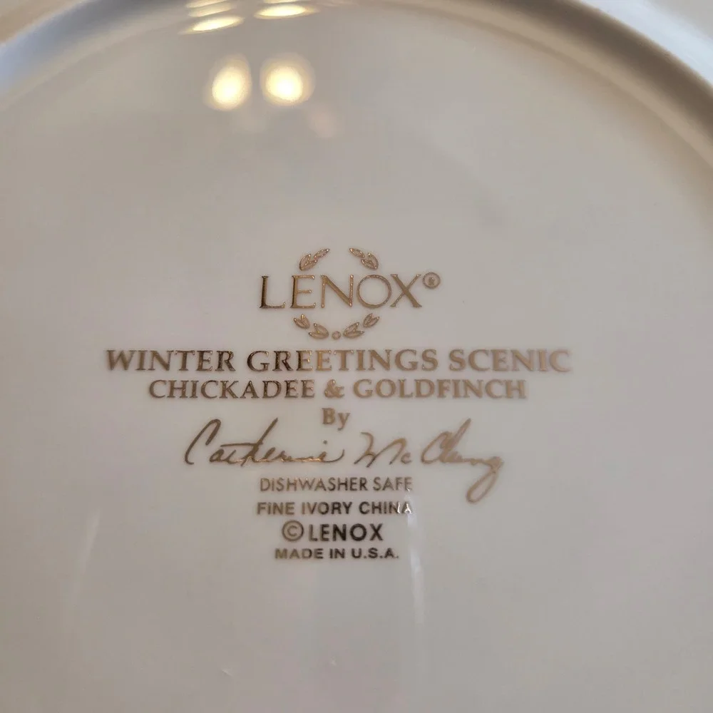 Lenox Winter Greetings Scenic Chickadee Goldfinch Plate Catherine McClung USA‎